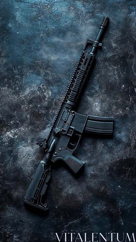 Modern Tactical Rifle Displayed on Industrial Surface