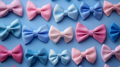 Colorful Ribbon Bows in Soft Pink and Blue Harmony.