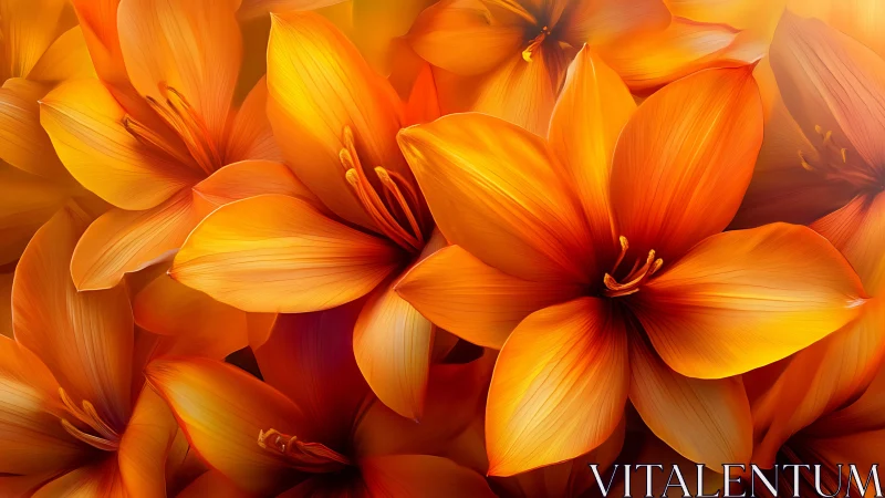 Vibrant Orange Lily Blooms Close-up. Warm florals.