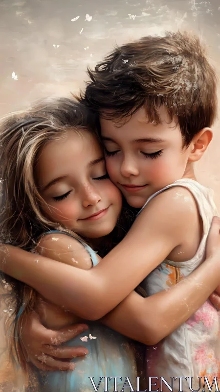 Two Souls Embracing in Ethereal Light and Butterfly Dreams