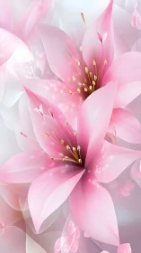 Gradient-Stained Lilies with Golden Stamens: Soft-Focus Floral Composition.
