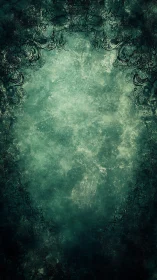 Moody teal grunge frame suggests a mysterious hidden portal