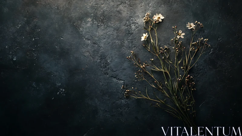 Dried Flowers on Dark Textured Surface