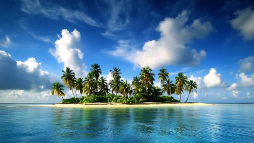 Tropical Paradise Island Surrounded by Turquoise Waters.