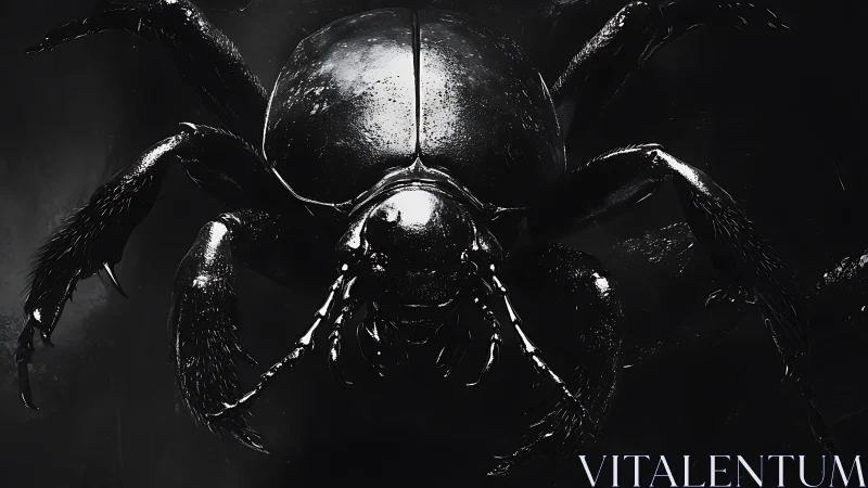 Midnight scarab prowls in razor-sharp monochrome glare
