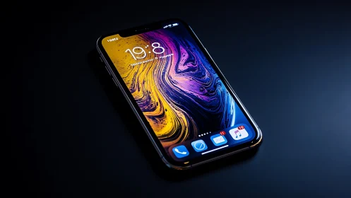 Premium Smartphone Display with Liquid Abstract Wallpaper.