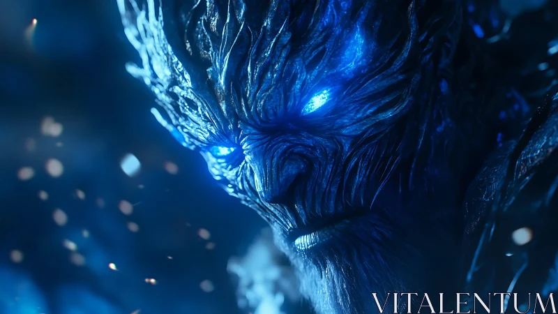 Icy blue elemental face rendered in detailed close-up.