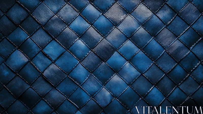 Macro detail of blue quilted leather upholstery surface