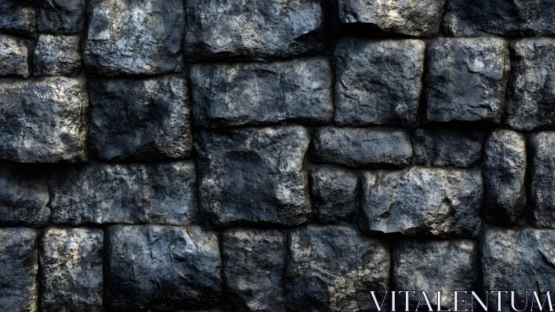 Dark rough stone wall texture with natural rugged surface.