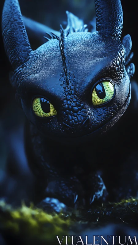 Midnight dragonling leans in close and studies your soul