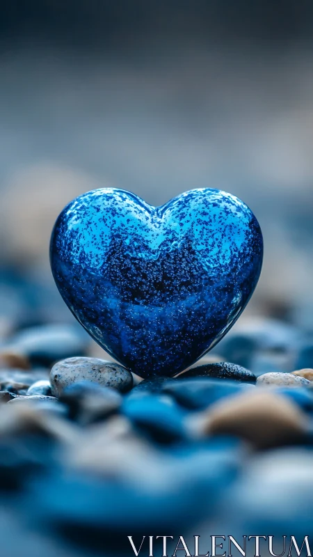 Deep Blue Crystalline Heart with Embedded Mineral Matrix