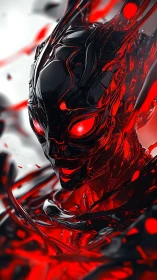 Liquid alloy wraith with luminescent red ocular cores.