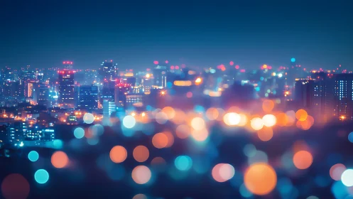 Defocused metropolitan nightscape with chromatic bokeh array.
