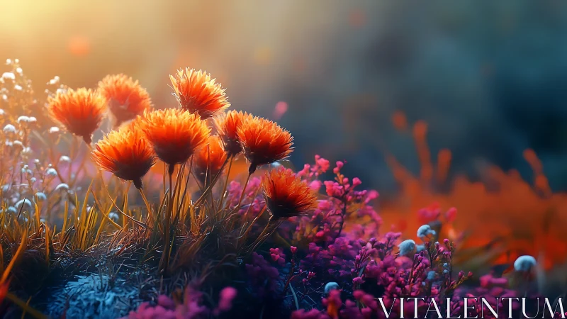 Luminous Wildflower Depth: Golden Hour Macro Composition.