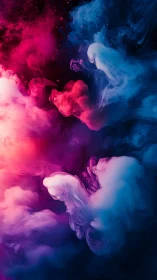 Vibrant neon clouds swirl in a mysterious, cosmic mist