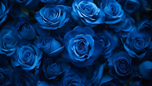 Midnight Garden: Sapphire Blooms in Luminous Darkness.