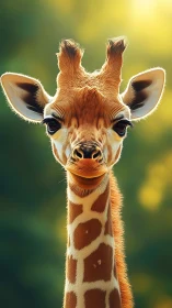 Young giraffe portrait shows centered, front-facing view