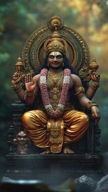 Golden forest deity in jeweled calm and radiant silence.