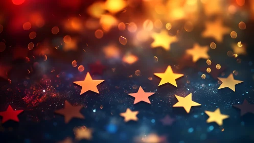 Defocused bokeh starfield with warm spectral gradient lighting.