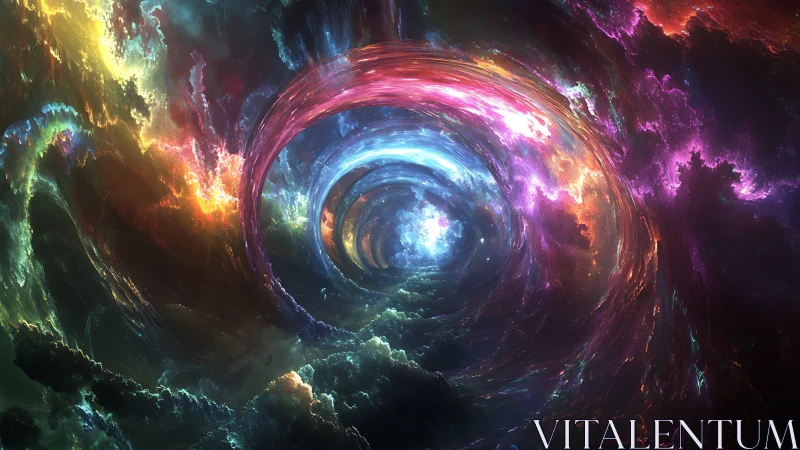 Multicolored fractal vortex tunnel in luminous interstellar nebula