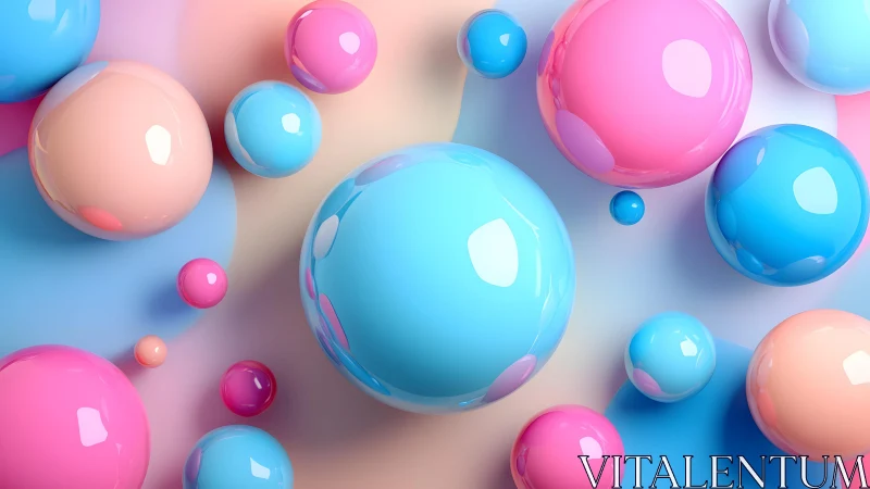 Glossy pastel spheres float against a soft gradient background