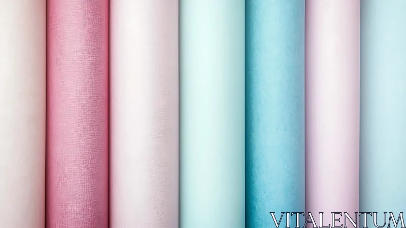 Pastel wallpaper rolls form soft vertical color gradient