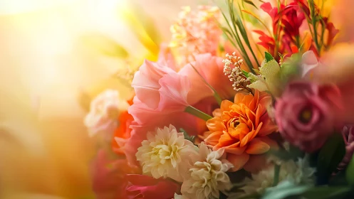 Radiant Flower Bouquet in Golden Sunlight.