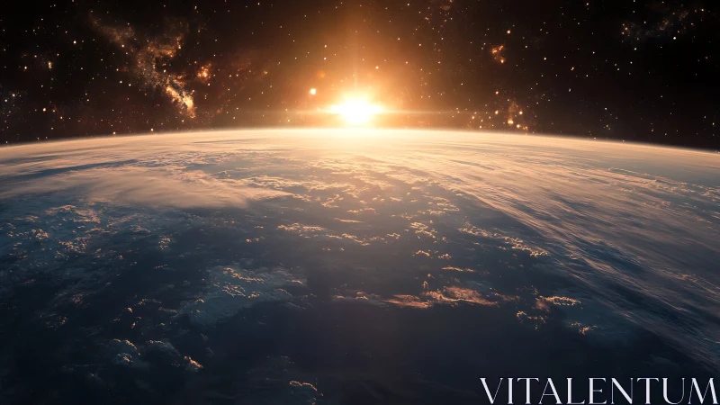 Solar illumination across Earth horizon from orbit view.