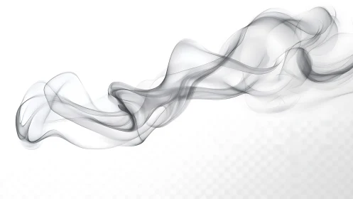 Soft grey smoke ribbon drifting across white space.