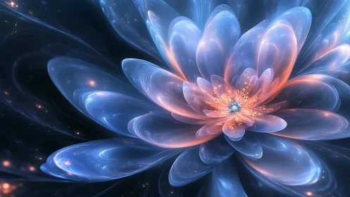 Fractal luminous flower bloom in ethereal digital painting.