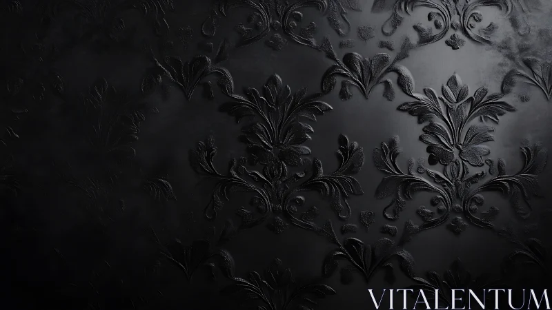 Velvety black damask wallpaper with quietly elegant florals.