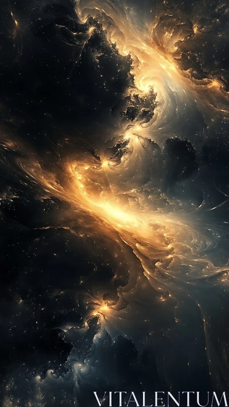 Stellar nebula vortex with luminous plasma filaments in space