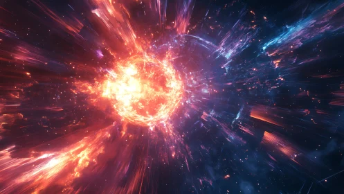 Exploding cosmic star radiates fiery energy into deep space