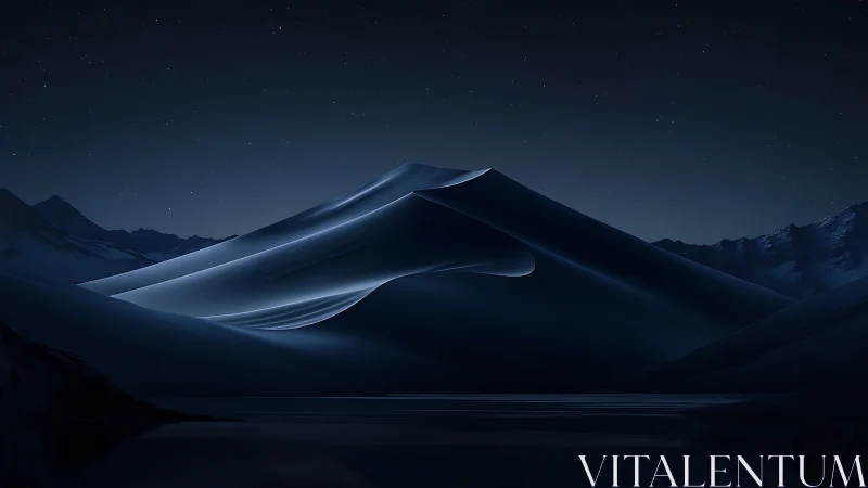 Moonlit dune drifts quietly between stars, water, and silence