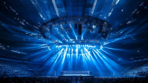 Spectacular Arena Show Under Brilliant Blue Light