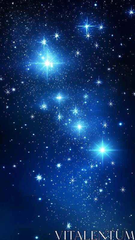 Starfield depiction shows dense blue-tinted luminous points