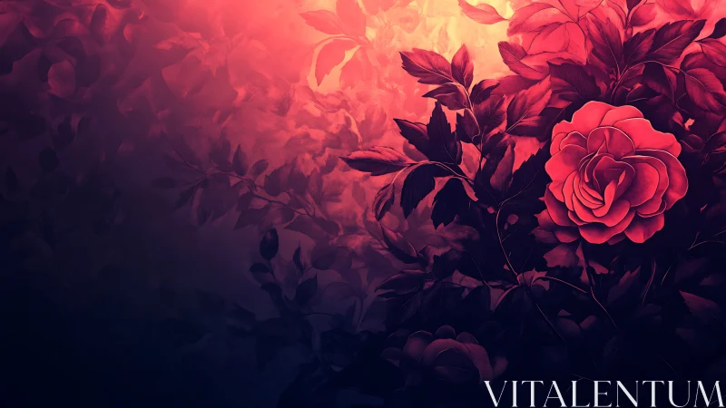 Red Roses in Atmospheric Glow.