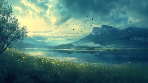 Sky-drenched valley lake where wild light learns to breathe.