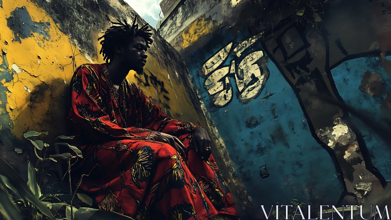 Quiet poetry in bold red against weathered urban walls.