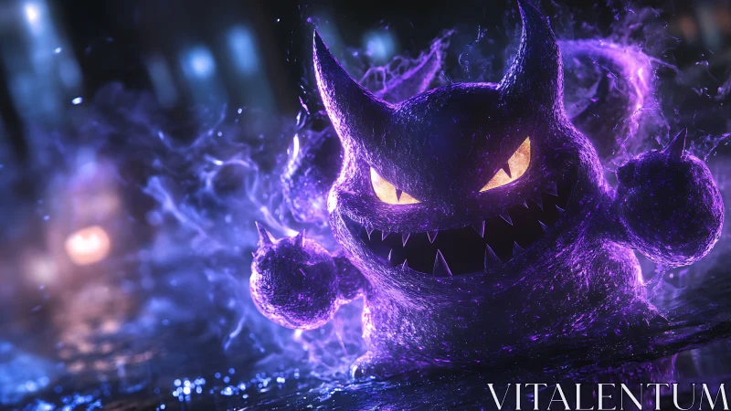 Glowing ghostly creature surges forward in swirling violet mist