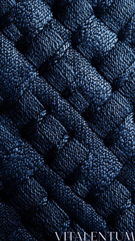 Interlaced navy textile macro reveals woven satin structure