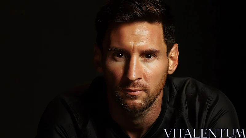 Low-key male portrait with dramatic chiaroscuro lighting in profile