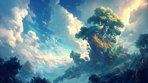 Floating Sky Islands Among Clouds and Wonder.