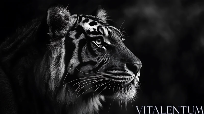 Quiet strength in monochrome: tiger caught in soft light.