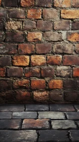 Weathered brick wall and stone floor with high texture contrast