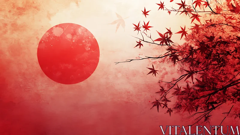 Crimson sun listens quietly as maple silhouettes whisper