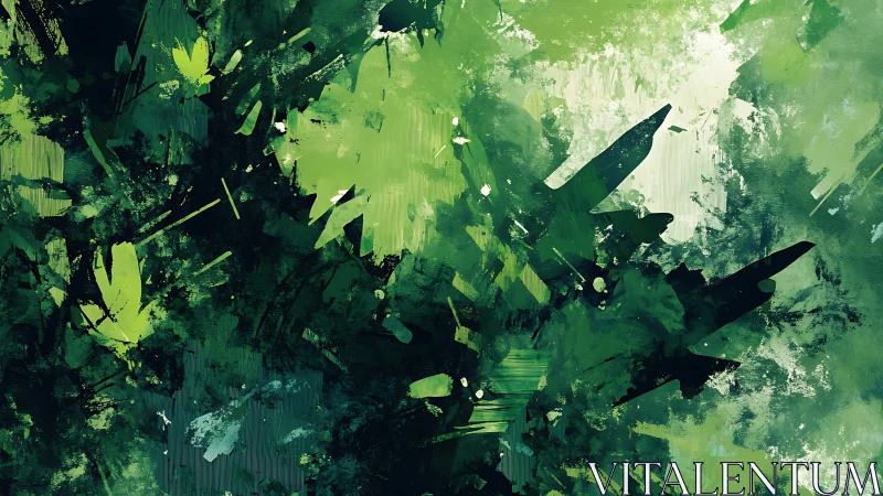 Lush abstract green foliage suggests an energetic forest dream