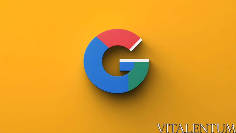 3D Google Logo on Vibrant Yellow Background in Minimalist Style.