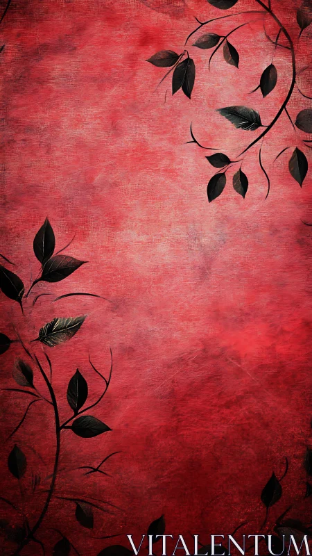 Crimson whisper wall with curling black shadow vines.