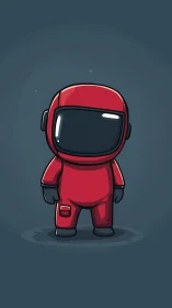 Little red space explorer waiting in the quiet cosmos.